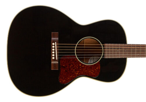 Bourgeois L-DBO-14-Fret in Standard Black with a Madagascar Rosewood fingerboard and bridge.