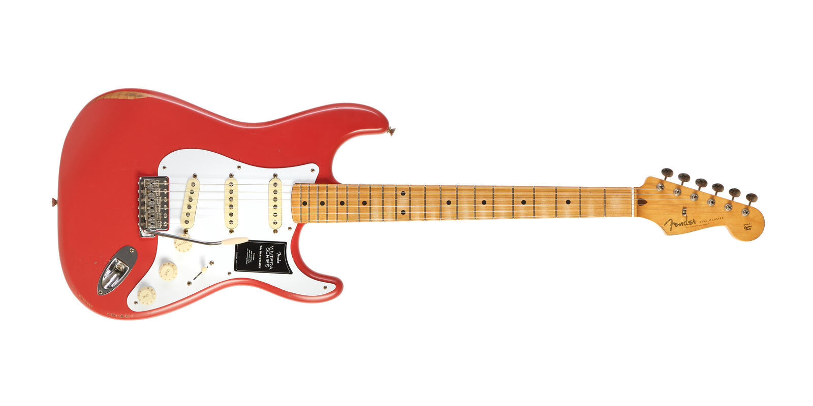 Fender Fiesta Road Red Stratocaster Maple Village Guitar - Worn / 50s Vintera