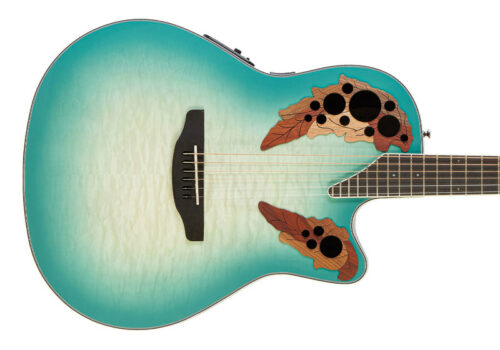 Ovation CE44X-9B Celebrity Elite Exotic Mint Green/Natural Burst On Exotic Quilted Maple