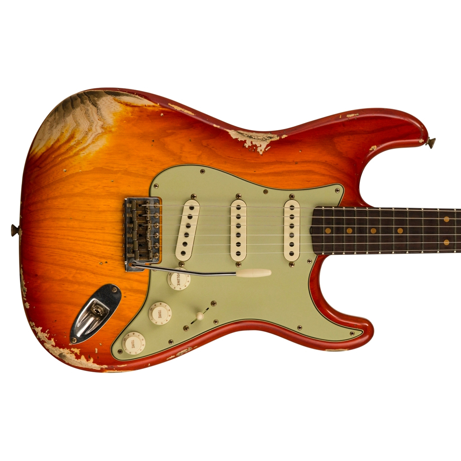 Fender Custom Shop Limited Edition 1962 Stratocaster Heavy Relic Aged Cherry Sunburst Guitar 6364