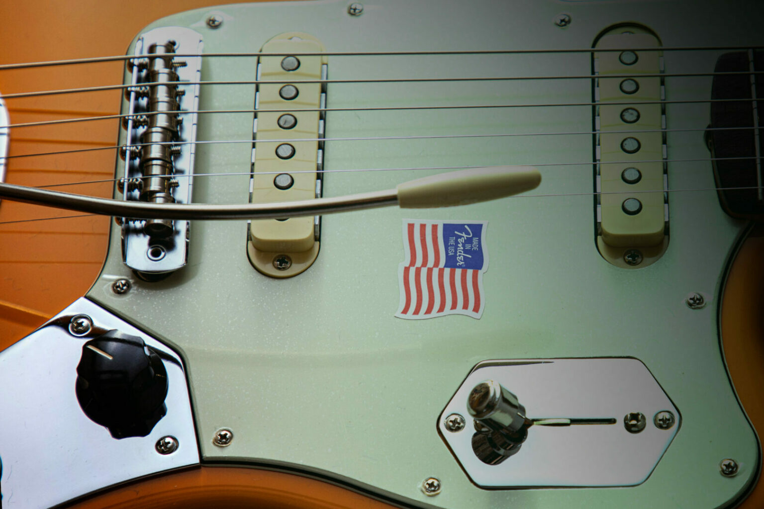 Closeup of an electric guitar